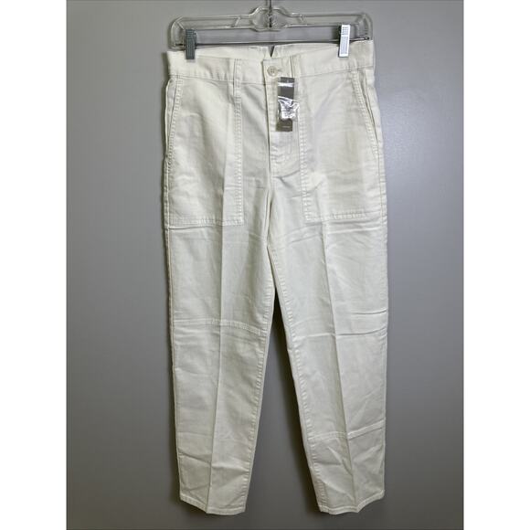 J Crew Womens Cargo Pant 27 Ivory Chino Twill Utility High Rise Garment Dyed - Picture 1 of 7